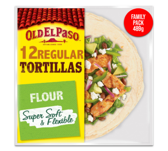 OLD EL PASO – Soft  Flour Tortilla Family Pack – 489g 12Wraps/Pack