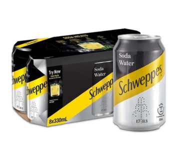 SCHWEPPES – Soda Water – 8x330ml Cans 8Pack