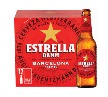 ESTRELLA DAMM – Premium Lager Beer Bottles – 12x330ml 12Pack, ABV 4.6%