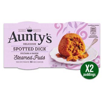 AUNTYS – Microwavable Steamed Spotted Dick Puddings – 2 Pack 95g
