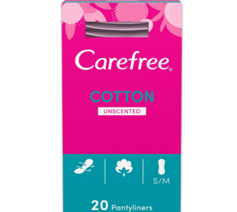 CAREFREE – Cotton Breathable Pantyliners Single Wrapped Unsented – 20’s