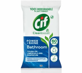 CIF – Bathroom Cleaning Biodegradable Wipes Fresh Eucalyptus – 60’s 60Sheets