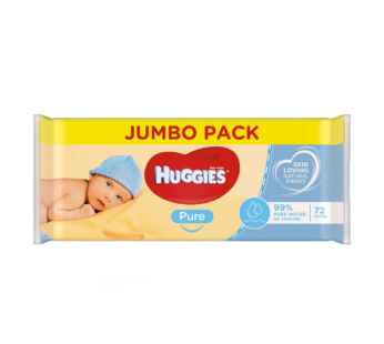 HUGGIES – Pure 99% Water Baby Wipes – 72’s 72sheets