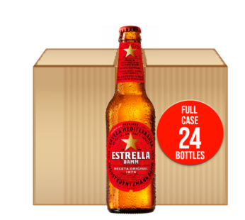 ESTRELLA DAMM – Premium Lager Beer Bottles – 24x330ml Case, ABV 4.6%
