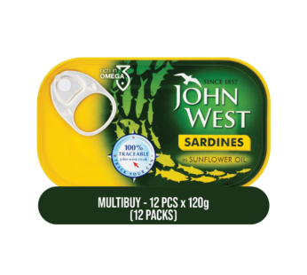 JOHN WEST – Sardines In Sunflower Oil – 12x120g 12Pack