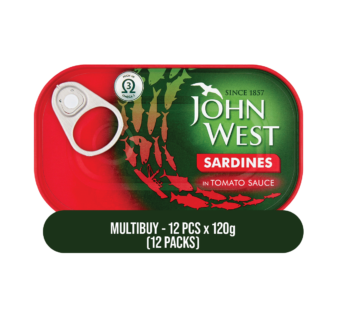 JOHN WEST – Sardines In Tomato Sauce – 12x120g 12Pack