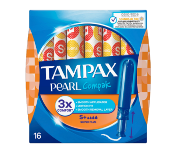 TAMPAX – Compak Super Plus Tampons Pearl Applicator – 16’s