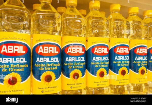 Shelf full of ABRIL Sunflower Oil
